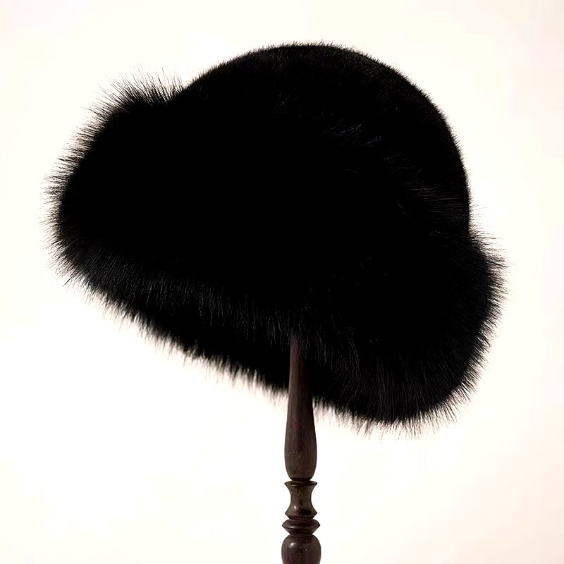 Autumn and Winter 2024 New Women'S Fashion Fur Cap Fur Hat Fur Hats Mongolian Hat Brimless Plush Fluffy Skiing Riding Warm Caps