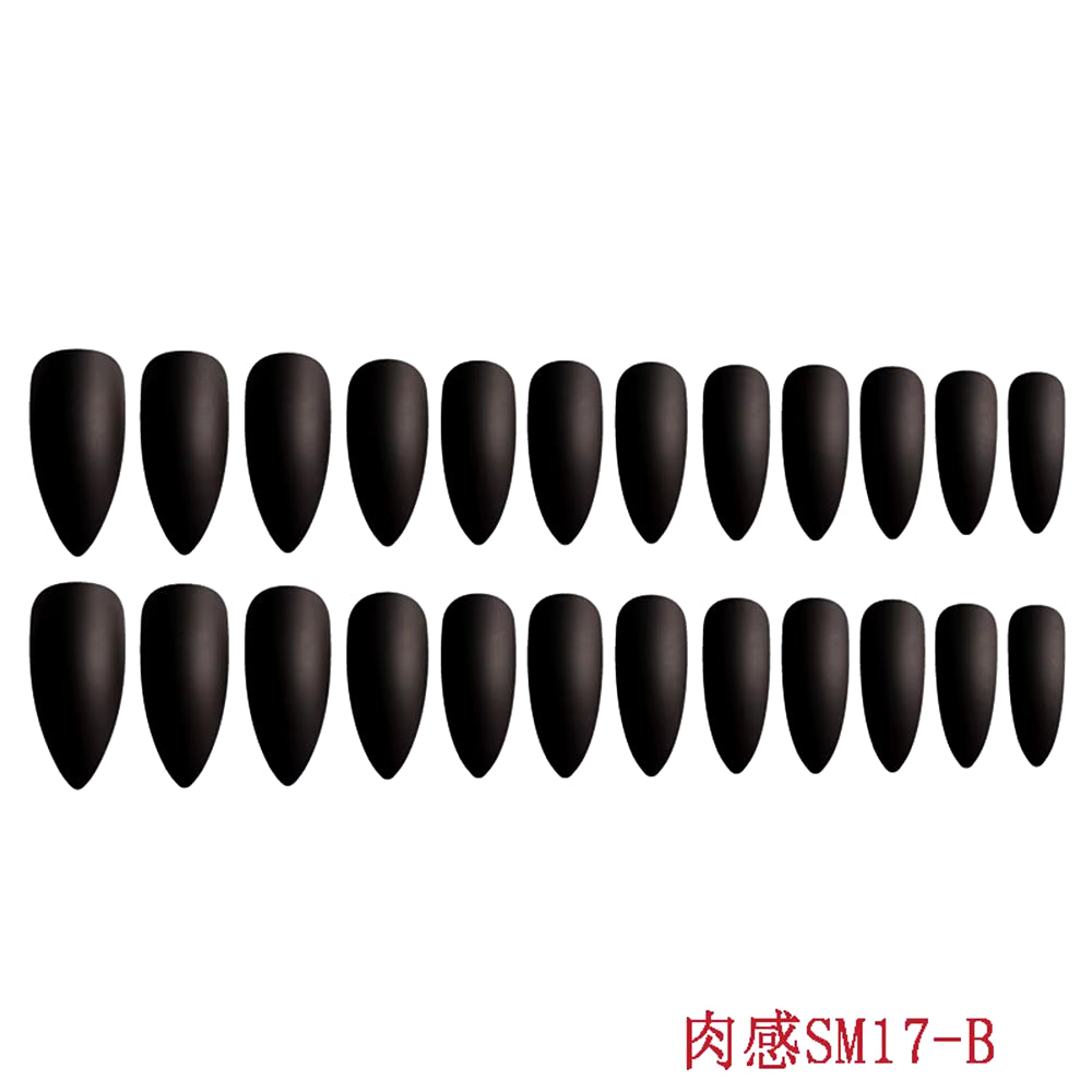 24Pcs Acrylic Extra Long Pointed Almond Oval False Nail Solid Color Matte Nail Full Cover French Stiletto Fake Nail Manicure Too