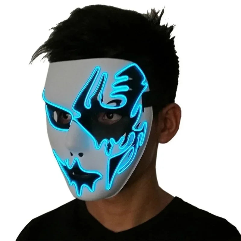 Halloween Scary Cosplay Masquerade Dancing Party Luminous Mask LED Light Ghost Mask EL Mask Tokyo Ghoul Mask