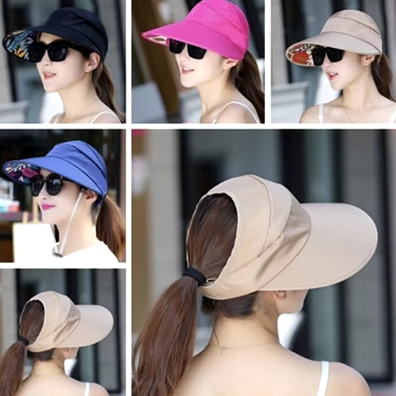 Summer Sun Protection Folding Sun Hat for Women Wide Brim Cap Ladies Beach Visor Hat Girl Holiday UV Protection Sun Hat