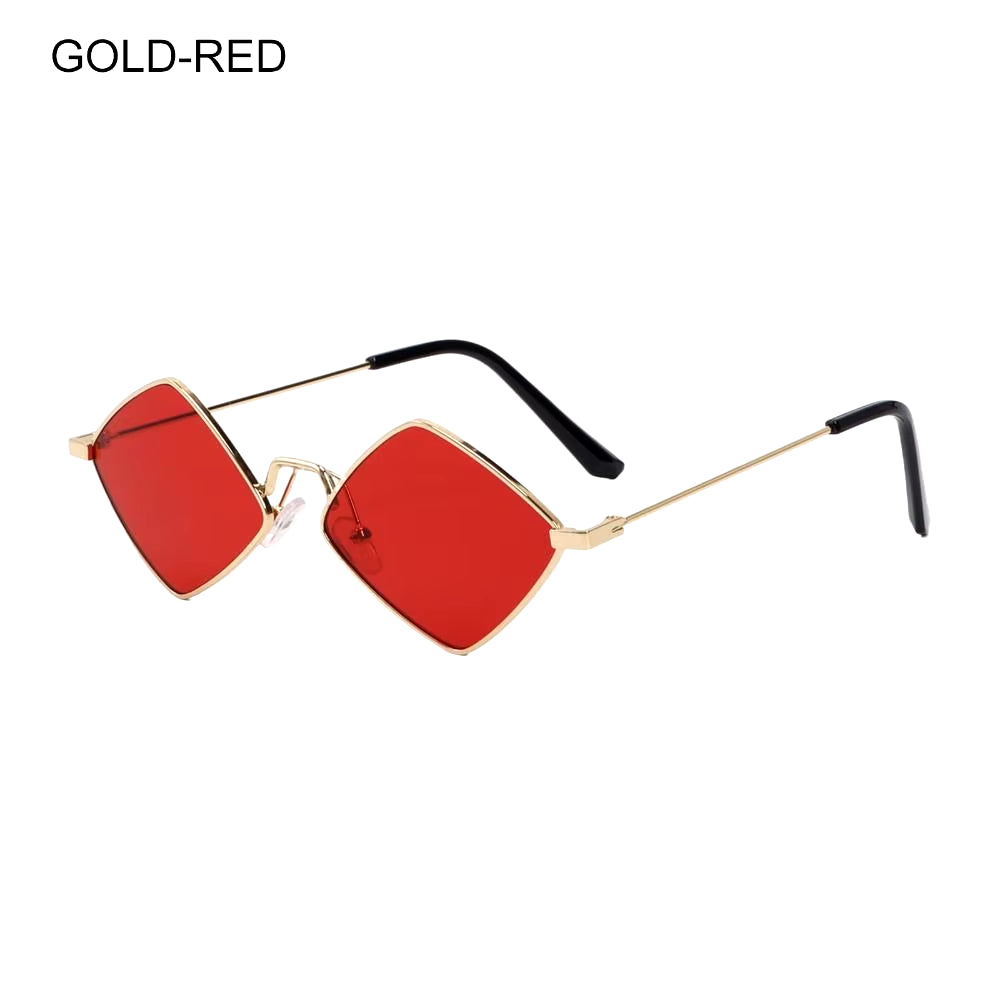 Hipster Polygon Women Sunglasses Irregular Vintage Small Frame Rhombus Ladies Sunglasses Shades Retro Alloy Eyewear Black