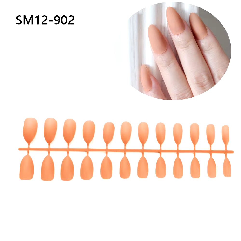 24Pcs Acrylic Extra Long Pointed Almond Oval False Nail Solid Color Matte Nail Full Cover French Stiletto Fake Nail Manicure Too