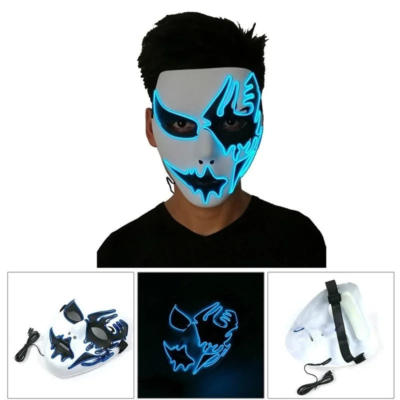 Halloween Scary Cosplay Masquerade Dancing Party Luminous Mask LED Light Ghost Mask EL Mask Tokyo Ghoul Mask