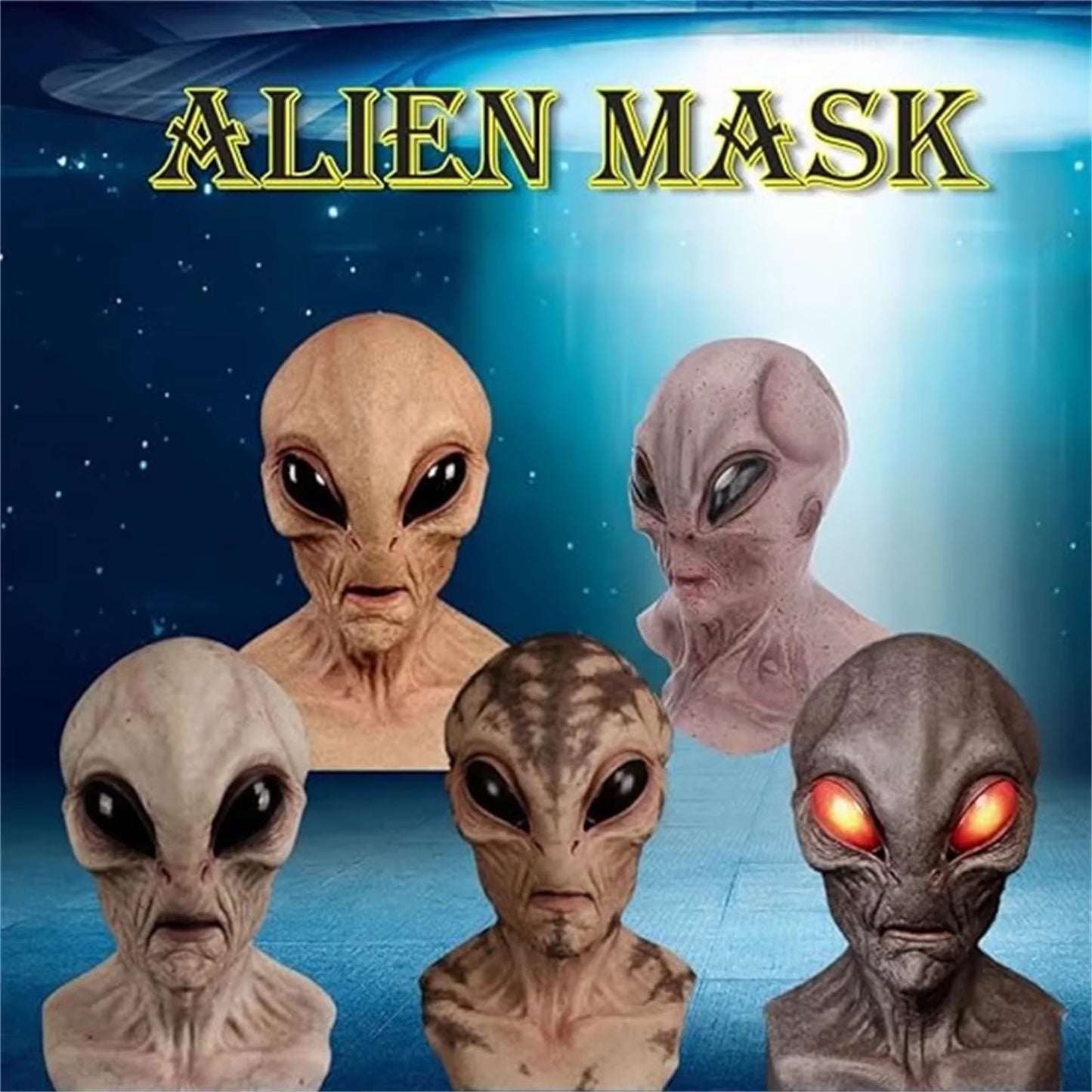 Newest Halloween Alien Mask Scary Horrible Big Eyes Horror Alien Mask Full Head Latex Mask Mask Monster Mask