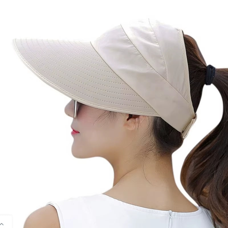 Summer Sun Protection Folding Sun Hat for Women Wide Brim Cap Ladies Beach Visor Hat Girl Holiday UV Protection Sun Hat