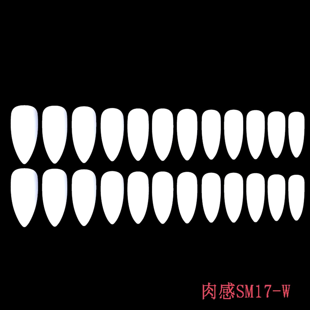 24Pcs Acrylic Extra Long Pointed Almond Oval False Nail Solid Color Matte Nail Full Cover French Stiletto Fake Nail Manicure Too